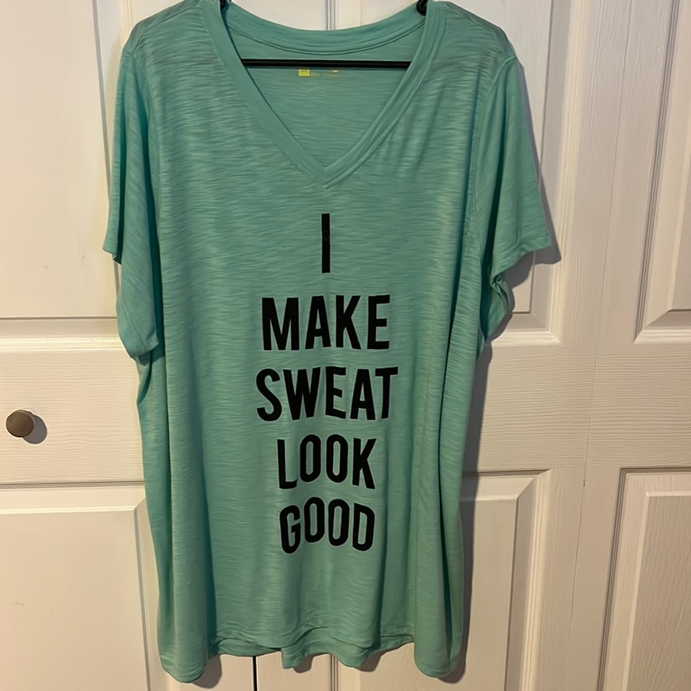 “I make sweat look good” Xersion Plus Size Tee 3X